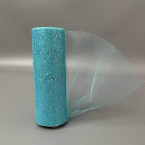 Фатин в рулоне с напылением - 15см, моток 9м - голубой