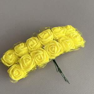 Фоамирановые розочки с фатином 1 букет (12шт) - Желтый