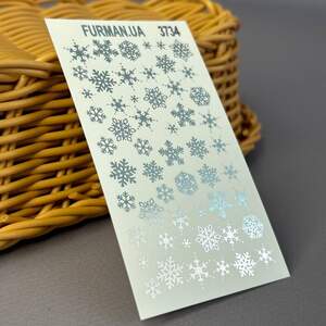 Фольгированный слайдер для дизайна ногтей снежинки (3734) серебро