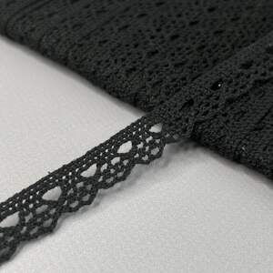 Хлопковое кружево 1,5 см (лен) - Черное (#8371-02)