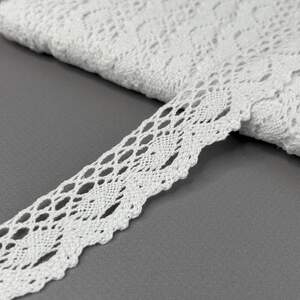 Хлопковое кружево 2,5 см (лен) - Белое (#8005-01) Хлопковое кружево 2,5 см (лен) - Белое (#8005-01)