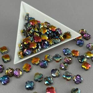 Хрустальная бусина граненый клевер 8 мм - аметистовый с переливом