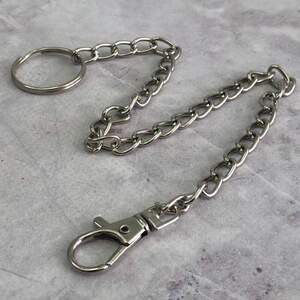 Цепочка с карабином для ключей 30 см, #4503 - цвет сталь Цепочка с карабином для ключей 30 см, #4503 - цвет сталь