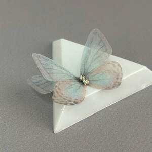 Шифоновая бабочка двухслойная со стразиком 3,5 см - бирюзовый