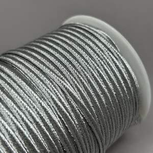 Шнур сутажный, плоский 3мм - серебро