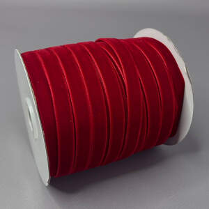 Бархатная лента декоративная 1см боб. 46м. цвет красный темный