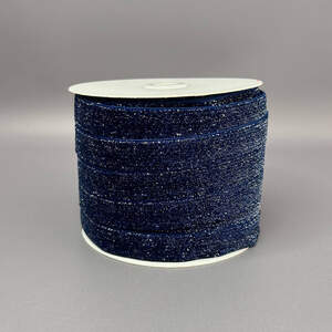 Бархатная лента с люрексом серебро 2 см 46 м - синий