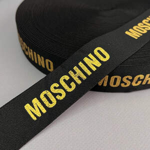 Резинка поясная брендированая 3 см черная с желтым MC