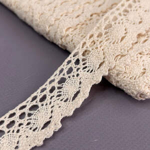 Хлопковое кружево 3 см (лен) - Бежевое (#5887-13)
