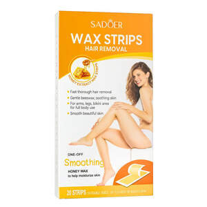 Восковые полоски для депиляции лица и тела Sadoer с экстрактом меда, 20шт