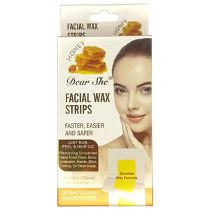 Восковые полоски для депиляции лица с медом Dear She, 20 шт