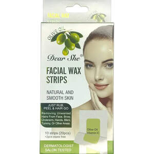 Восковые полоски для депиляции лица с оливковым маслом Dear She, 20 шт