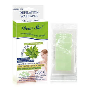 Восковые полоски для депиляции тела с зеленым чаем Dear She, 20 шт