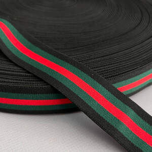 Резинка поясная двухсторонняя 3 см черная с красно-зеленым