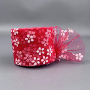 Фатин в рулонах 6 см, моток 22 м - красный в ромашку