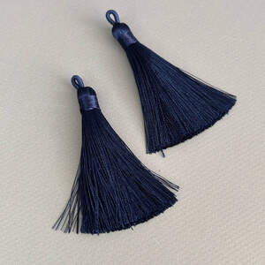 Шелковые кисти для сережек 8 см - синий темный