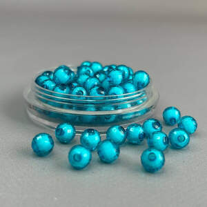 (20 гр) Акриловые граненые бусины С белое серединкой 8 мм - бирюзовый