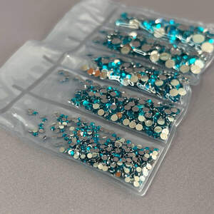 Набор страз для дизайна и декора холодной фиксации -1000 шт бирюза