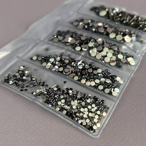Набор страз для дизайна и декора холодной фиксации -1000 шт графит