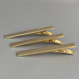 (10 шт) Заколка-заготовка уточка плоская 6,5 см - золото