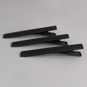 (10 шт) Заколка-заготовка уточка плоская 6,5 см - черный