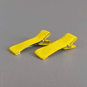 (10 шт) Заколка-заготовка уточка с репсовой лентой 3,5 см - желтый