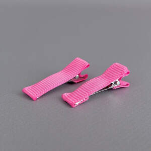 (10 шт) Заколка-заготовка уточка с репсовой лентой 3,5 см - малиновый