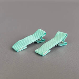 (10 шт) Заколка-заготовка уточка с репсовой лентой 3,5 см - мятный