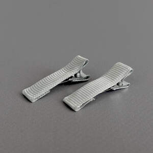 (10 шт) Заколка-заготовка уточка с репсовой лентой 3,5 см - светло-серый