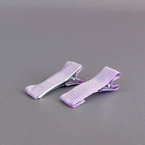 (10 шт) Заколка-заготовка уточка с репсовой лентой 3,5 см - сиреневый