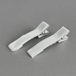 (10 шт) Заколка-заготовка уточка с репсовой лентой 4,7 см - белый