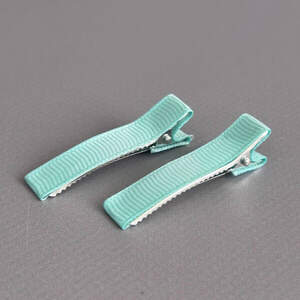 (10 шт) Заколка-заготовка уточка с репсовой лентой 4,7 см - мятный