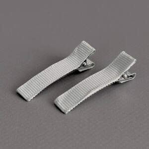 (10 шт) Заколка-заготовка уточка с репсовой лентой 4,7 см - светло серый