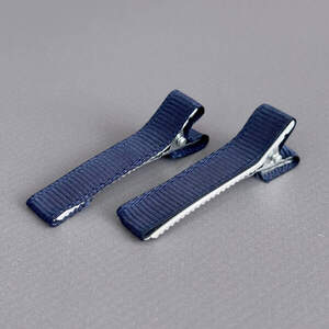 (10 шт) Заколка-заготовка уточка с репсовой лентой 4,7 см - синий темный