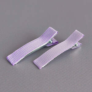 (10 шт) Заколка-заготовка уточка с репсовой лентой 4,7 см - сиреневый