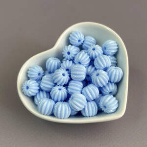 (20 гр) Бусины пластик бочонок-ромашка 9х11 мм - светло-голубой