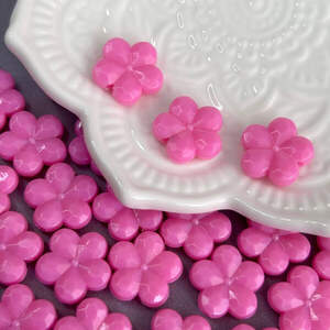 (20 гр) Бусины пластиковые Цветочек 14 мм - малиновый