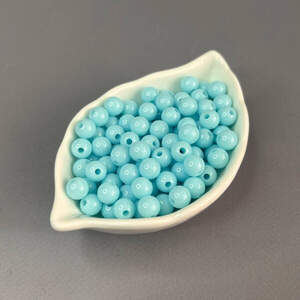 (20 гр) Пластиковые гладкие бусины 8 мм - аква