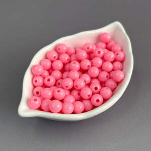 (20 гр) Пластиковые гладкие бусины 8 мм - розовый
