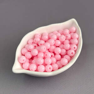 (20 гр) Пластиковые гладкие бусины 8 мм - светло-розовый
