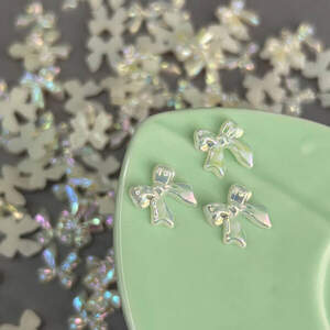 Полубусины Бантики 11 мм, 10 гр/уп - айвори с покрытием АВ