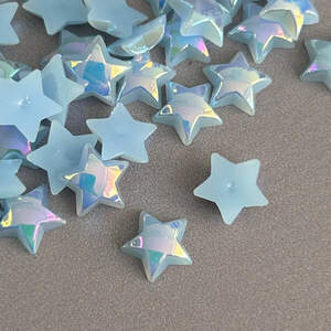 Полубусины Звезды 10 мм, 10 гр/уп - голубой с покрытием АВ