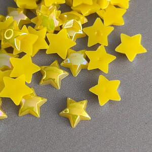 Полубусины Звезды 10 мм, 10 гр/уп - желтый с покрытием АВ