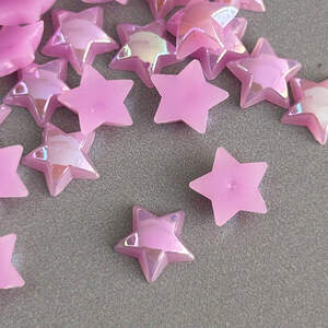 Полубусины Звезды 10 мм, 10 гр/уп - малиновый с покрытием АВ