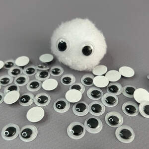 (10г) Подвижные глазки для игрушек самоклеющиеся Ø12 мм
