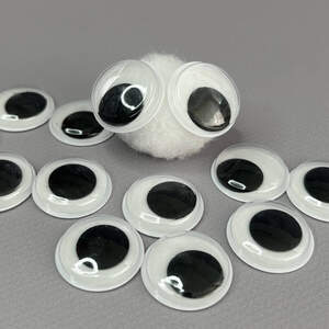 (10г) Подвижные глазки для игрушек самоклеющиеся Ø25 мм