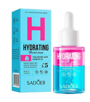 Двухфазная увлажняющая сыворотка для лица Sadoer с гиалуроновой кислотой и маслом шиповника, 30 мл