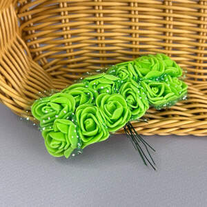 Фоамирановые розочки с фатином 1 букет (12шт) - салатовый Фоамирановые розочки с фатином 1 букет (12шт) - салатовый