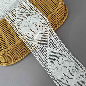 Хлопковое кружево 7,5 см (лен) - Белое (#4033) Хлопковое кружево 7,5 см (лен) - Белое (#4033)