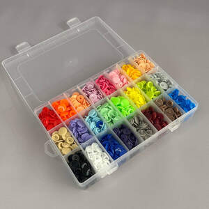 Кнопки пластиковые 11,7 мм в органайзере (24 компл.) - цвета микс